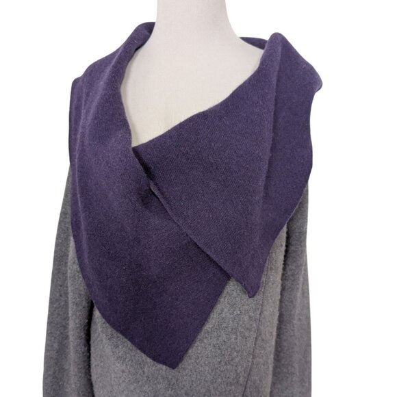 A Ida Wrap Cardigan Womens Size Large Gray Wool Blend Stretch Asymmetrical - Picture 2 of 11